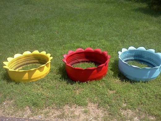 Colorful planters I have made.