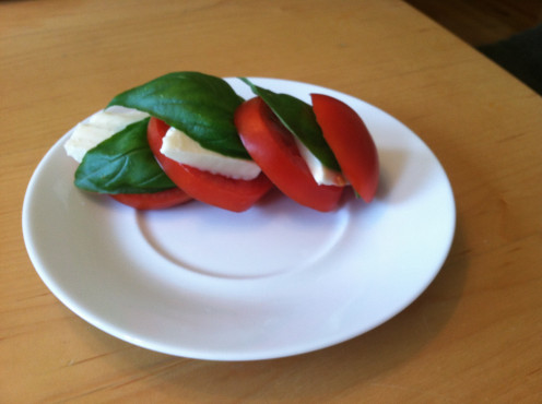 By far, my favorite part of summer. Fresh tomato, basil, and mozzarella. I could eat this every day.