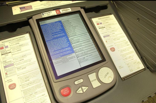 Hart InterCivic eSlate electronic voting Machine.   Is this the company that is owned by the Romney family.