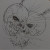 Skull conkers quick ink pen sketch.