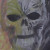 Watercolor flaming skull painting sketch.