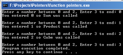 Using an Array of Pointers to Funtions
