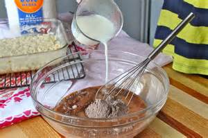 mixing pudding with milk