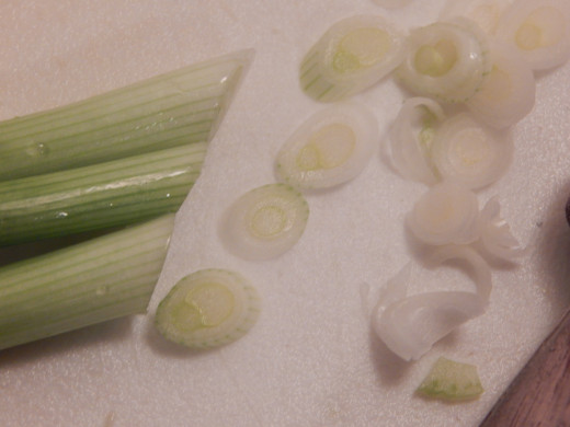 Chopping green onions on a bias!  Look how fancy!  Photo by JenPaxton