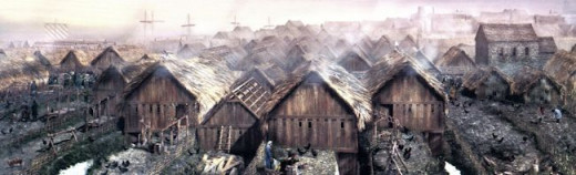 Kopargata - 'Cooper-gate', now Coppergate, the reconstruction of a workshop home for barrel makers