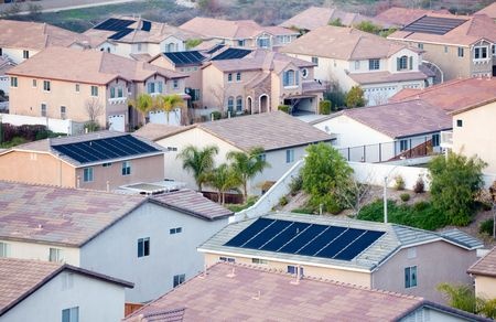 Solar panels in residential area.