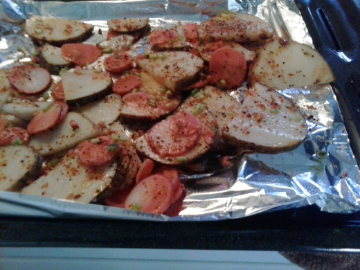 Foil baked potatoes and other vegetables