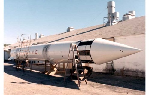 A fully restored Redstone Rocket, most active between the years of 1952 through 1964.