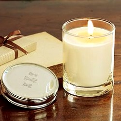 A candle in a container