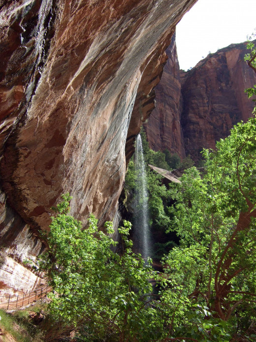 The waterfall, photo taken from the trail.