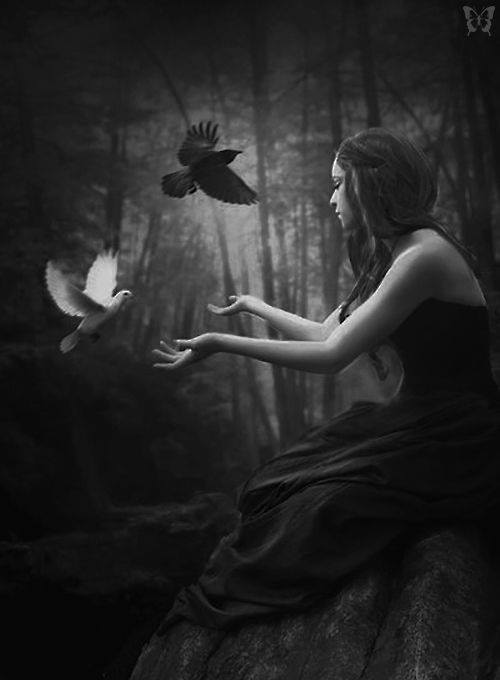 in deep darkness