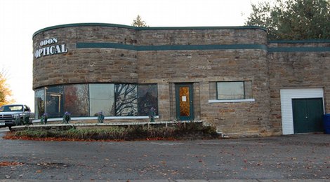 The Odon Optical, the most exciting piece of architecture in the town. My friend lived across the street from it for awhile. So vivid, the memories.
