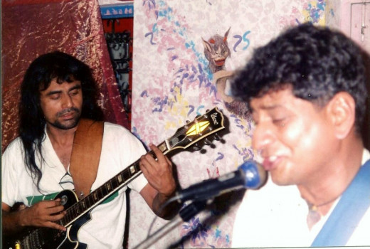 Detail Of Painted Puck On My Wall -Behind The Musicians