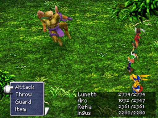 Combat in the DS version of Final Fantasy III