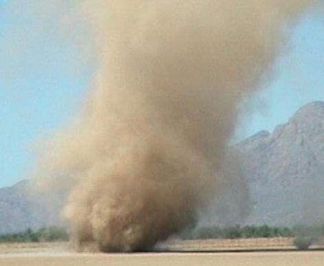 Dust devils tend to form in groups with the larger dust devil being followed behind by smaller dust devils that are short-lived. Image Credit: NASA