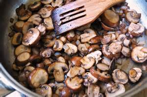Browning mushrooms and garlic