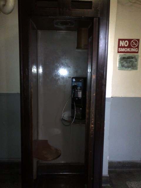 The ONLY pay phone booth in the place.