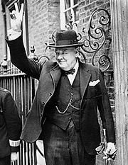 Winston Churchill's famous "V for Victory!" gesture.