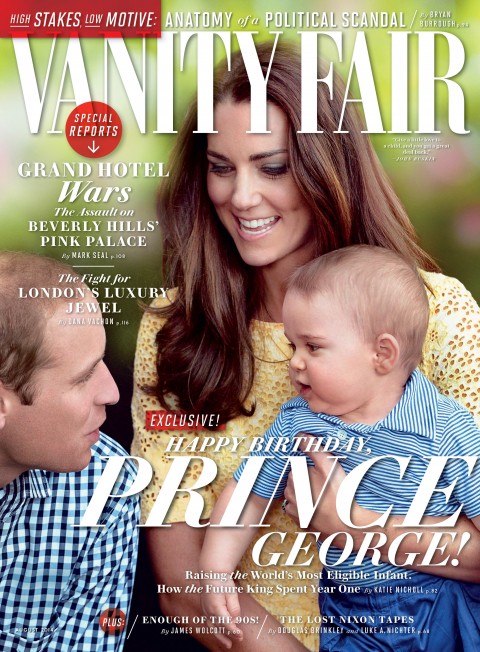 The cover of Vanity Fair magazine wishes Prince George a happy 1st birthday.
