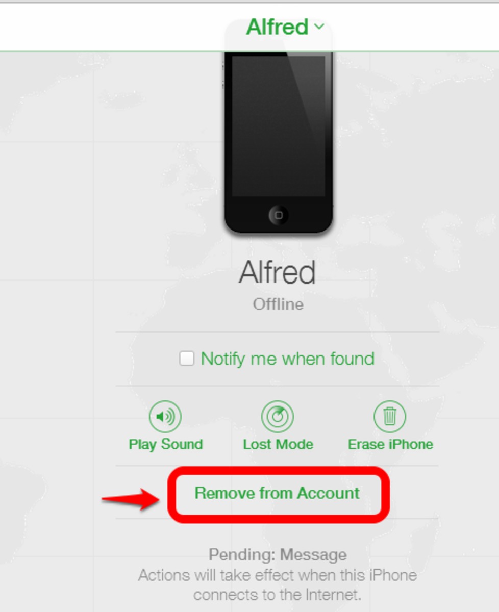 Click Remove to disassociate an Apple device from an Apple ID