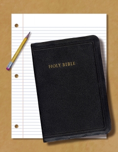 Taking notes, and a Bible