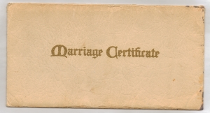 Vintage marriage certificate envelope