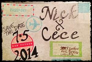 Luggage Tag Wedding Invitation Sample