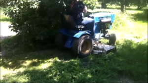 Tree branches will brush across the operator's body when mowing around trees.