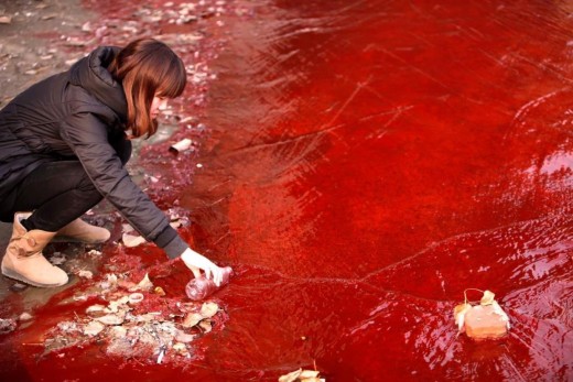 Blood-red China Waters