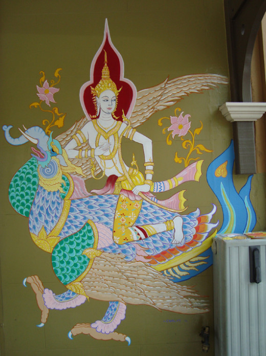 Thai Goddess. Mural.