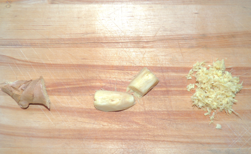 ginger peeled and grated--left to right