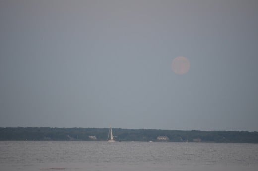 Wickford town beach during the supermoon.