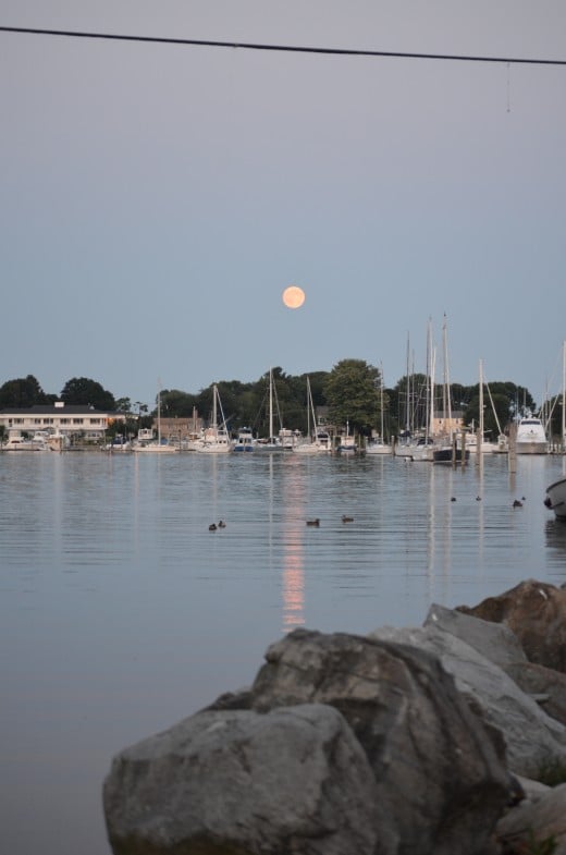 The view from Wickford Village during the supermoon.