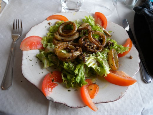 Calamari Salad from seaside restaurant in Sete