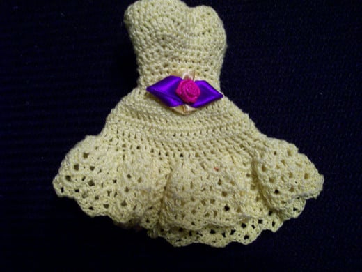 Simple, yet fancy, Barbie doll dress using Crochet Thread.