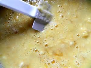 Add mashed bananas to egg and applesauce