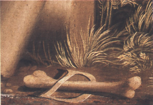 Dosso Dossi, St. Jerome (a. 1518), detail of the signature 