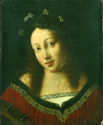 Woman wearing jasmine flowers in hair