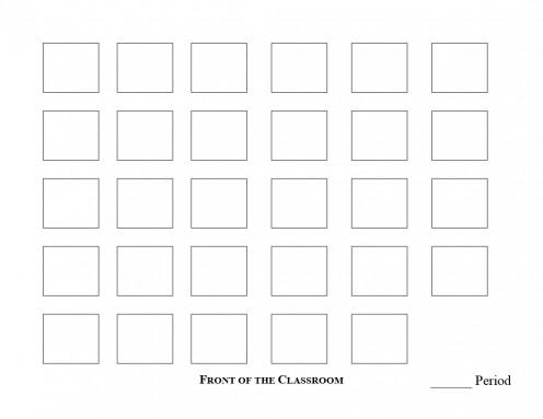 Blank Seating Chart for a Substitute Folder