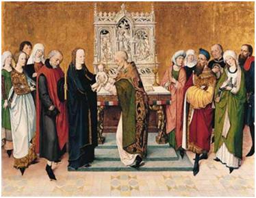 The Presentation in the Temple.  Candlemas: Meister des Marienlebens 