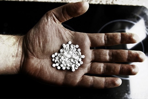A handful of pills.