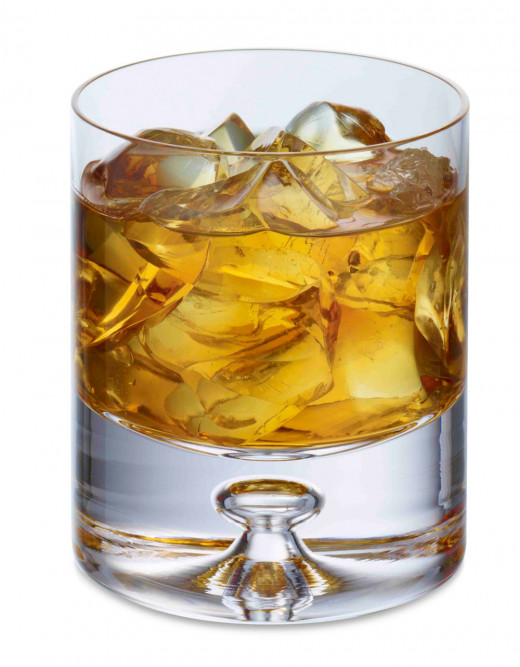 Rusty Nail with ice, in Whiskey Tumbler Glass