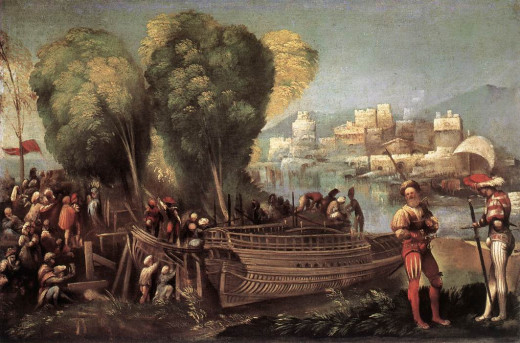 Dosso Dossi, Aeneas and Achates on the Libyan Coast (a 1520), Washington National Gallery of Art - This painting was part of a series of ten for the frieze of the Camerino 