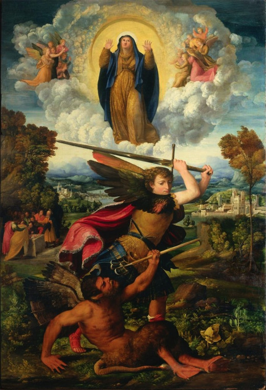 Dosso Dossi, St. Michael and the Assumption of the Virgin (1533), Parma Pinacoteca Nazionale