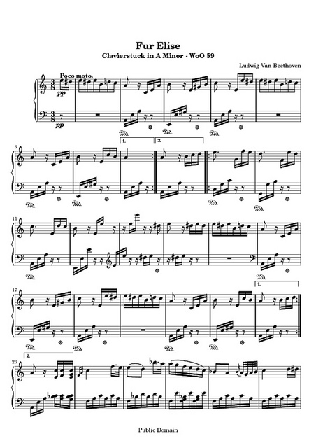 Picture of Sheet Music "Fur Elise"