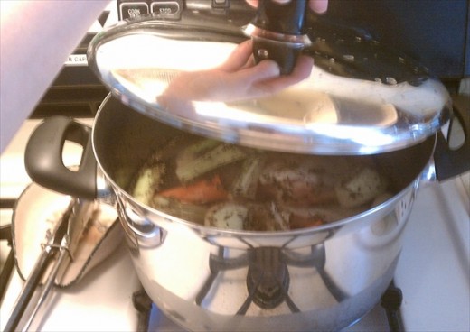Cover pot and bring water to a boil.