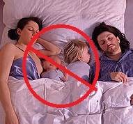 How on earth can this be comfortable? Is Daddy sleeping in an ironed work shirt? The toddler doesn't kick? Mom doesn't need to wake up, in order to turn over? She doesn't mind the bay-bay semi-latching on her boob all night? Is this for real?