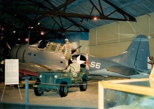 A Dauntless on display at the Marine Corps Air Ground Museum at Quantico, VA, circa 1990.  This museum has now been replaced by the Marine Corps Museum, which is outside the base. 