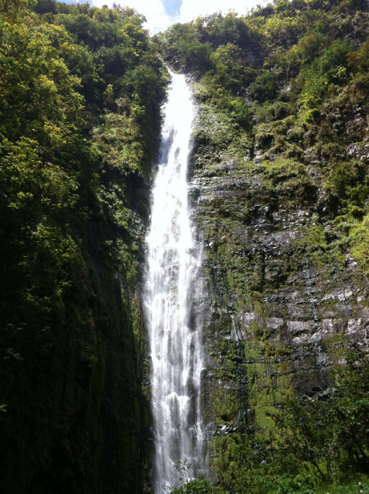 The waterfall at Oheo Gulch.  It was so big I couldn't get it all in one shot. 