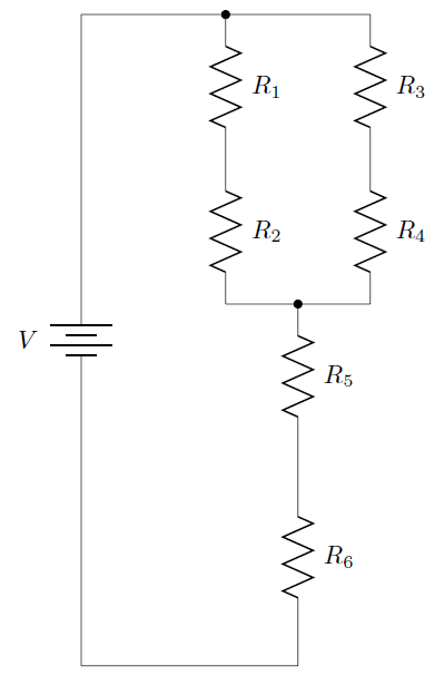 A sample circuit with series and parallel elements.
